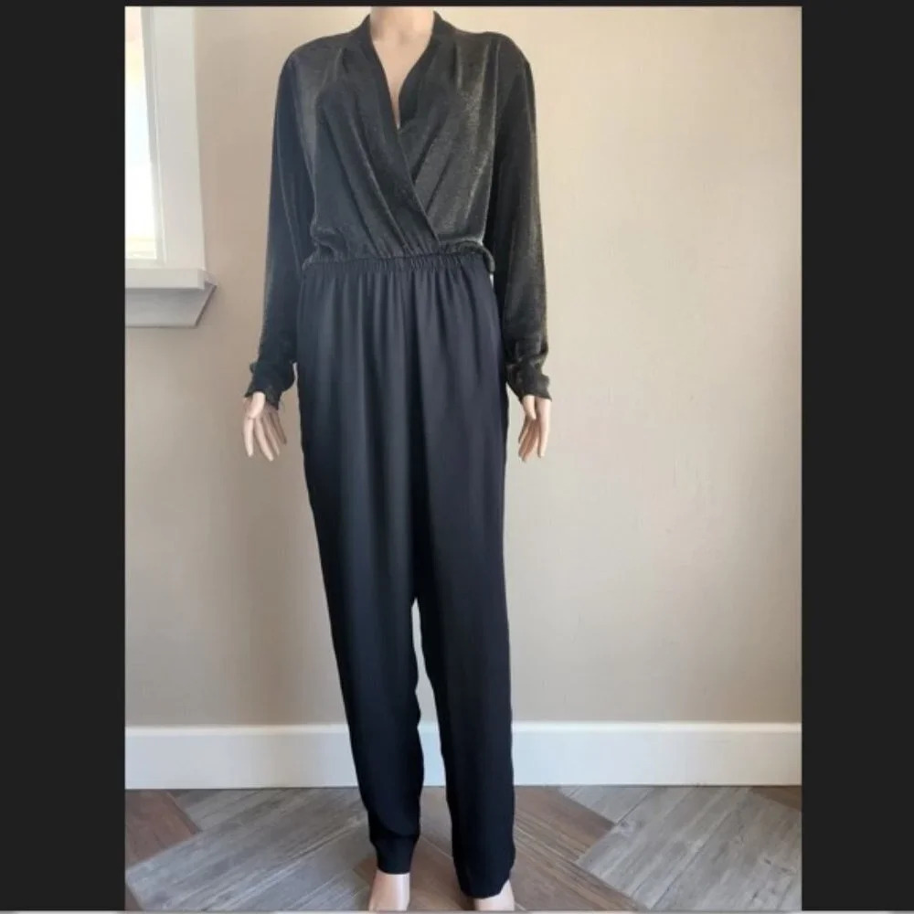 Vintage Joan Walters Womens 90’s Metal Jumpsuit Black